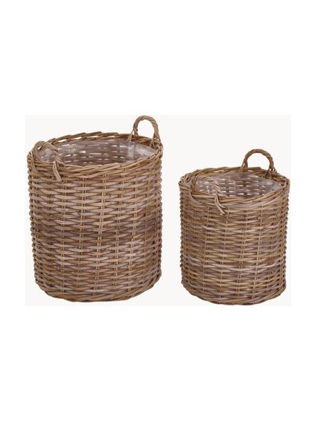 Set 2 ceste per piante in rattan Indo, Marrone, Set in varie misure