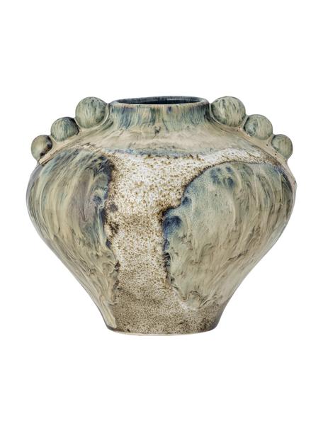 Handgemaakte vaas Cophia van keramiek, Keramiek, Blauw, beige, Ø 16 x H 15 cm