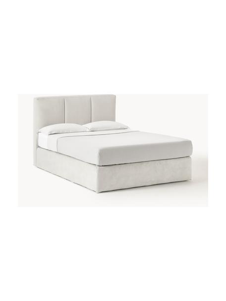 Boxspringbett Oberon, Matratze: 5-Zonen-Taschenfederkern, Füße: Kunststoff Dieses Produkt, Webstoff Hellbeige, B 180 x L 200 cm, Härtegrad H3