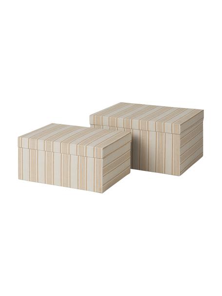 Set 2 scatole fatte a mano Cleo, Cartone rivestito in tessuto, Beige, giallo senape, Set in varie misure