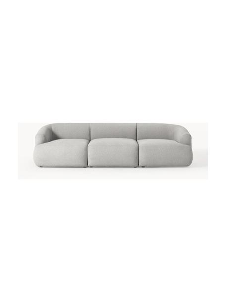 Sofa modułowa bouclé Sofia (3-osobowa), Tapicerka: bouclé (100% poliester) D, Stelaż: drewno świerkowe z certyf, Nogi: tworzywo sztuczne, Jasnoszary bouclé, S 273 x G 103 cm