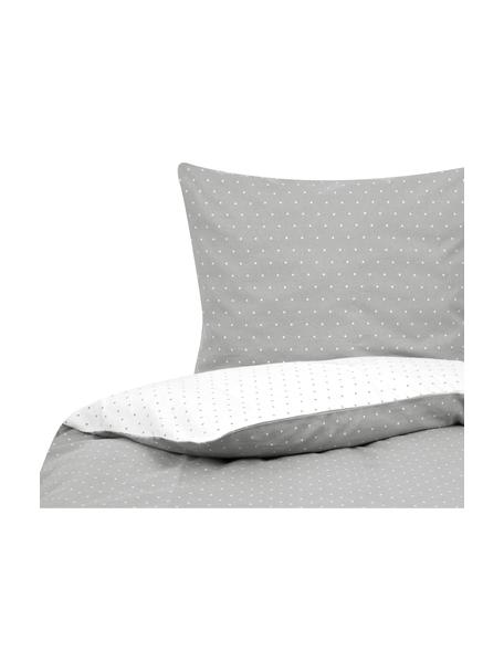 Flanell-Wendebettwäsche Betty, gepunktet, Webart: Flanell Fadendichte 144 T, Grau, Weiß, 155 x 220 cm + 1 Kissen 80 x 80 cm