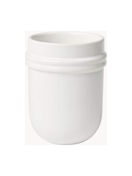 Handgefertigter Becher Stevns, Steingut, glasiert, Off White, glänzend, Ø 9 x H 12 cm, 400 ml