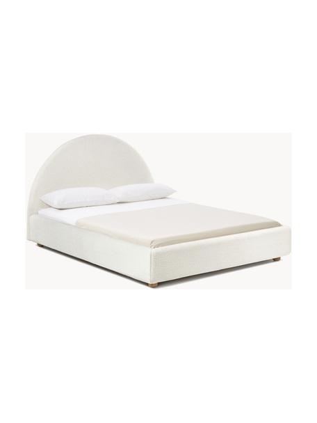 Cama tapizada en tejido bouclé Ebba, Tapizado: borreguillo (100% poliést, Estructura: madera de pino maciza y p, Patas: madera de pino macizo, Bouclé blanco crema, An 160 x L 200 cm