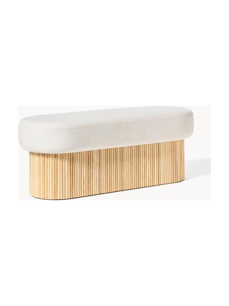 Banco tapizado con espacio de almacenamiento Nala, Tapizado: 100% poliéster Alta resis, Estructura: madera de fresno El mater, Tejido beige claro, madera de fresno clara, An 122 x F 48 cm