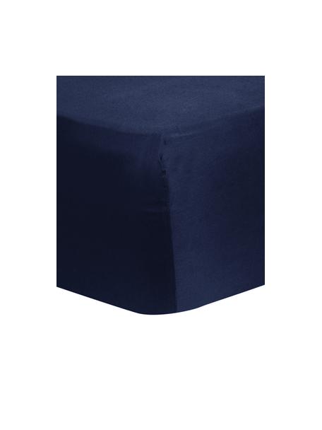 Sábana bajera de satén Comfort, Azul oscuro, Cama 140 cm (140 x 200 cm)