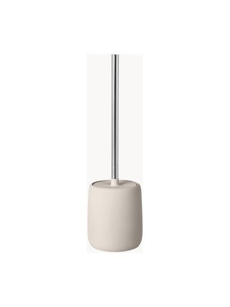 Toilettenbürste Sono, Behälter: Keramik, Griff: Stahl, Beige, Silberfarben, Ø 11 x H 39 cm