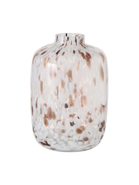 Grand vase en verre Lulea, Verre, Blanc, brun, Ø 18 x haut. 26 cm