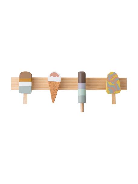 Nástenný vešiak Ice Creams, Bukové drevo, lotusové drevo, kov, Viac farieb, Š 38 x V 13 cm