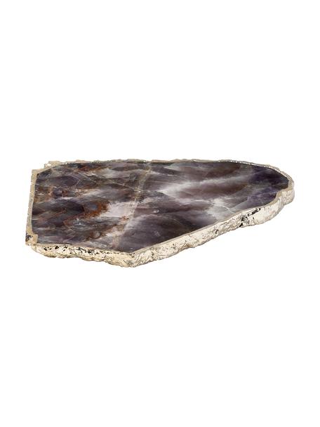 Deko-Tablett Sedona aus Amethyst, Amethyst, Lila Amethyst, Goldfarben, B 17 x H 1 cm