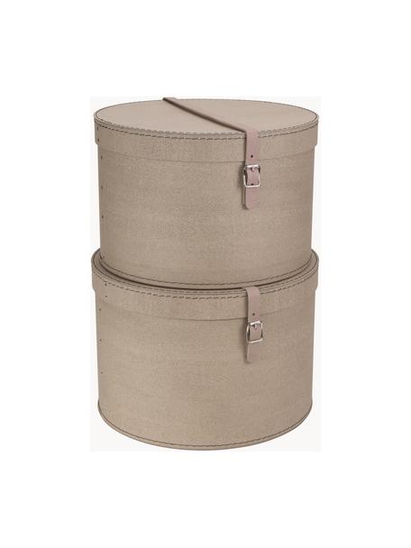 Boîtes de rangement rondes Rut, 2 élém., Beige, Lot de différentes tailles