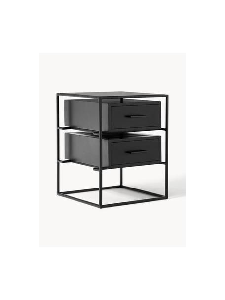 Comodino Lyle, Struttura e maniglie: metallo verniciato a polv, Nero, Larg. 45 x Alt. 58 cm