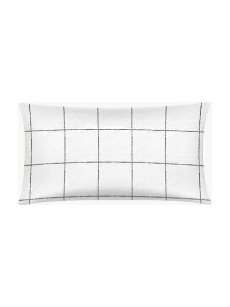 Funda de almohada de percal Juna, Blanco y negro a cuadros, An 45 x L 85 cm