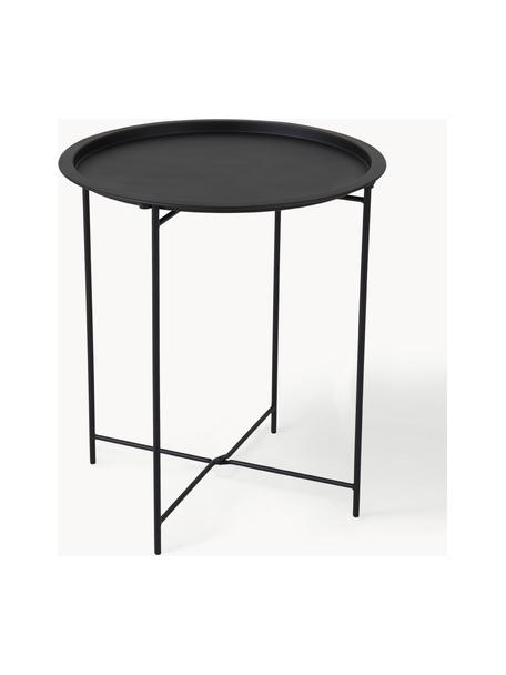 Runder Tablett-Tisch Sangro aus Metall, Metall, beschichtet, Schwarz, Ø 46 x H 52 cm
