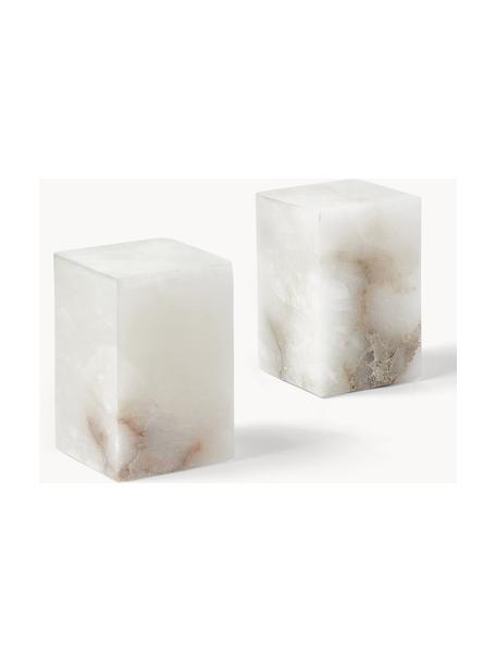 Marmeren boekensteun Nell, 2 stuks, Steen, Beige, gemarmerd, B 10 x H 16 cm