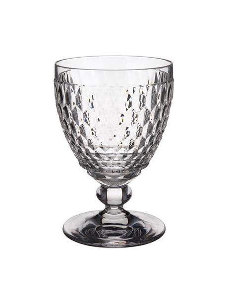 Verre à eau en cristal à embossages décoratifs Boston, 4 pièces, Cristal, Transparent, Ø 10 x haut. 14 cm, 350 ml