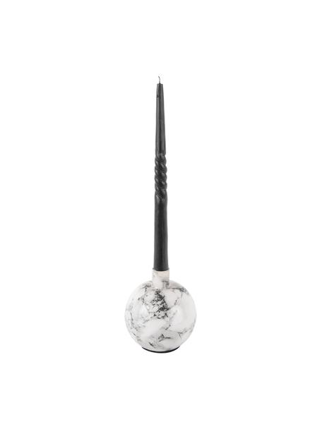 Kerzenhalter Look mit Marmoroptik in Weiss, Metall, beschichtet, Weiss, marmoriert, Ø 11 x H 10 cm