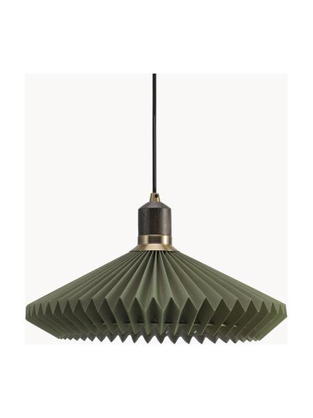 Lámpara de techo Paris, Ø 40 cm, Pantalla: fibra sintética, Cable: recubierto en tela, Verde oliva, Ø 40 x Al 22 cm