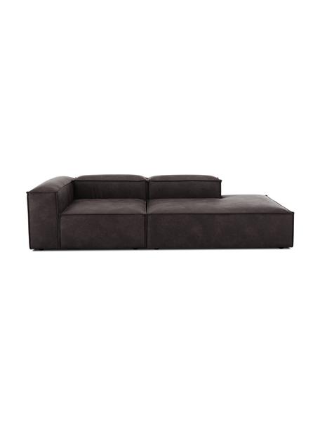 Modulaire chaise longue Lennon van gerecycled leer, Bekleding: gerecycled leer (70% leer, Frame: massief grenenhout, FSC-g, Poten: kunststof De poten bevind, Leer bruingrijs, B 269 x D 119 cm, rugleuning links