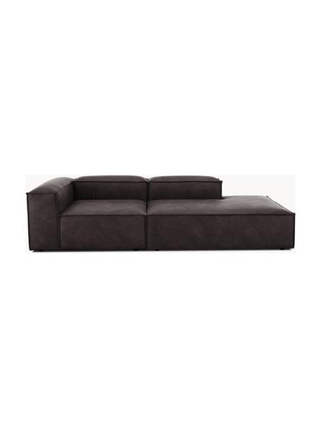 Modulaire chaise longue Lennon van gerecycled leer, Bekleding: gerecycled leer (70% leer, Frame: massief hout, multiplex, Poten: kunststof, Leer taupe, B 269 x D 119 cm, rugleuning links
