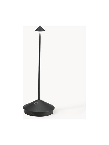 Kleine mobiele LED tafellamp Pina, dimbaar, Lamp: aluminium, gecoat, Zwart, Ø 11 x H 29 cm
