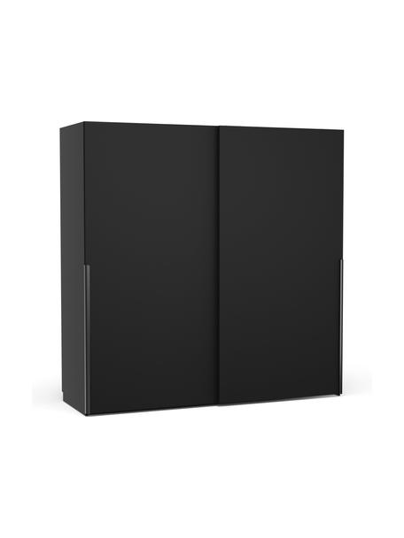 Modulaire schuifdeurkast Leon, 200 cm breed, diverse varianten, Zwart, Basis interieur, hoogte 200 cm