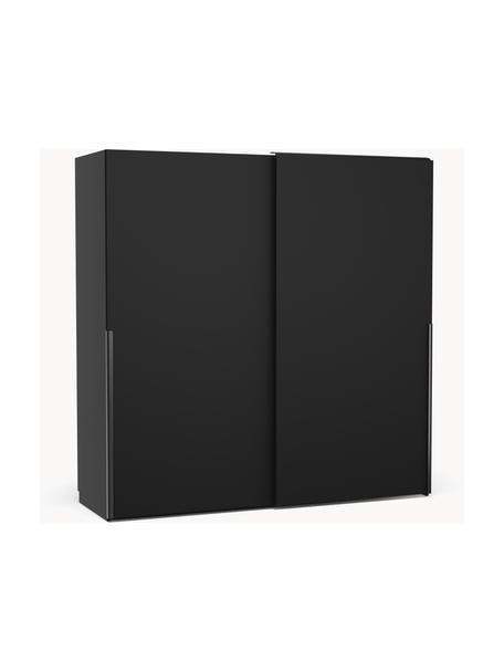 Armario modular Leon, 2 puertas correderas (200 cm), diferentes variantes, Estructura: tablero aglomerado revest, Negro, Interior Basic (An 200 x Al 200 cm)