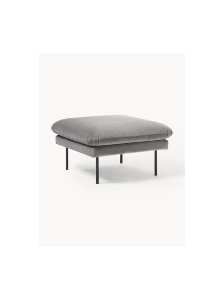 Poggiapiedi in velluto Moby, Rivestimento: velluto (rivestimento in , Struttura: legno di pino massiccio, , Piedini: metallo verniciato a polv, Velluto grigio, Larg. 78 x Prof. 78 cm