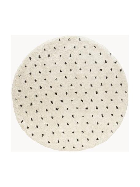 Tapis rond et moelleux à poils longs Ayana, Beige clair, noir, Ø 200 cm (taille L)