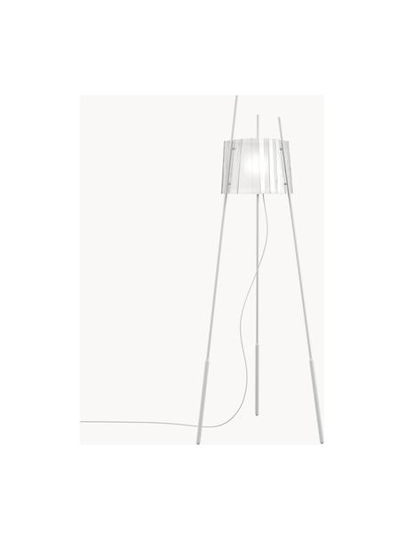 Lampada da terra in vetro soffiato con luce regolabile Tyla, Struttura: acciaio rivestito, Paralume: vetro soffiato, Bianco, Alt. 165 cm
