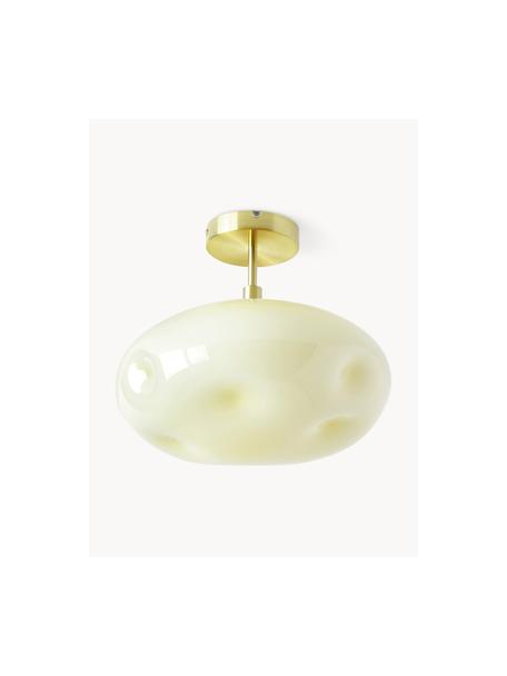 Deckenleuchte Josie aus Opalglas, Lampenschirm: Opalglas, Baldachin: Metall, gebürstet, Cremeweiss, Goldfarben, Ø 35 x H 31 cm