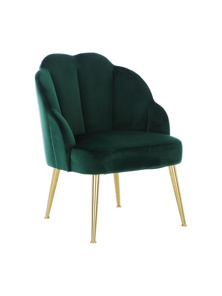 Fluwelen fauteuil Helle in groen, Bekleding: fluweel (polyester), Poten: gepoedercoat metaal, Donkergroen, B 65 x D 65 cm