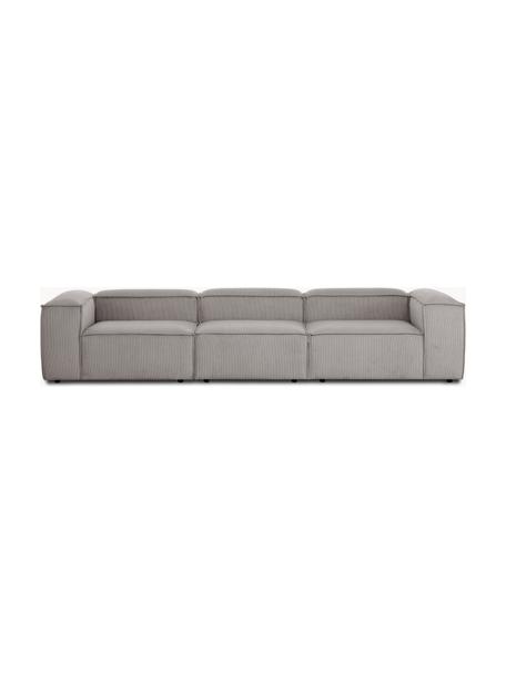Sofa modułowa ze sztruksu Lennon (4-osobowa), Tapicerka: sztruks (92% poliester, 8, Stelaż: lite drewno, sklejka, Nogi: tworzywo sztuczne, Szary sztruks, S 327 x G 119 cm