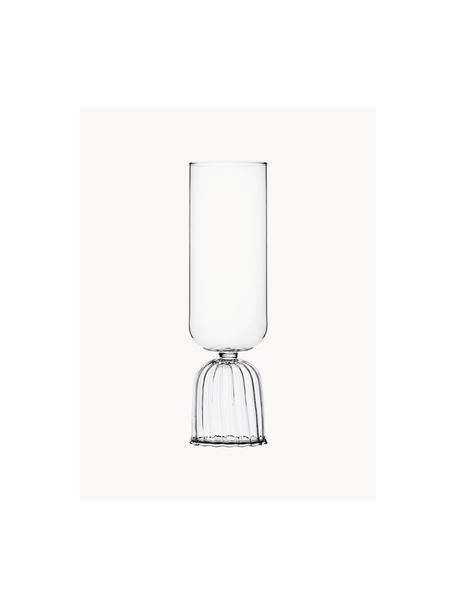 Ručne vyrobené poháre na šampanské Tutu, 2 ks, Borosilikátové sklo, Priehľadná, Ø 6 x V 20 cm, 250 ml