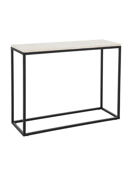 Travertinový konzolový stolek Titti, Béžová, travertinový vzhled, černá, Š 100 cm, V 75 cm