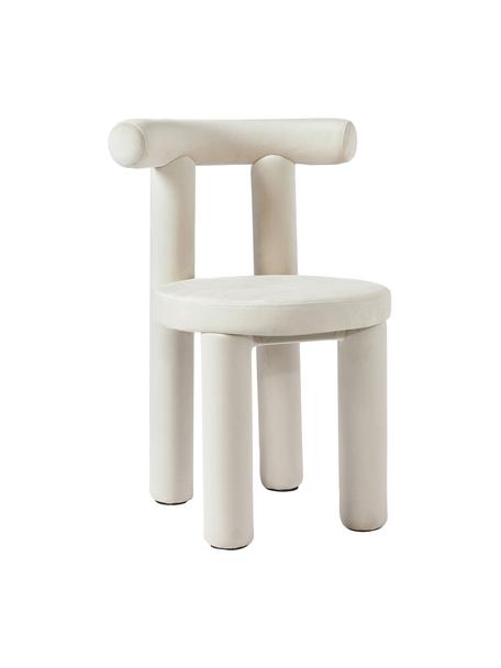 Krzesło tapicerowane z aksamitu Calan, Tapicerka: 100% poliester, Stelaż: metal powlekany, Kremowobiały aksamit, S 55 x G 52 cm