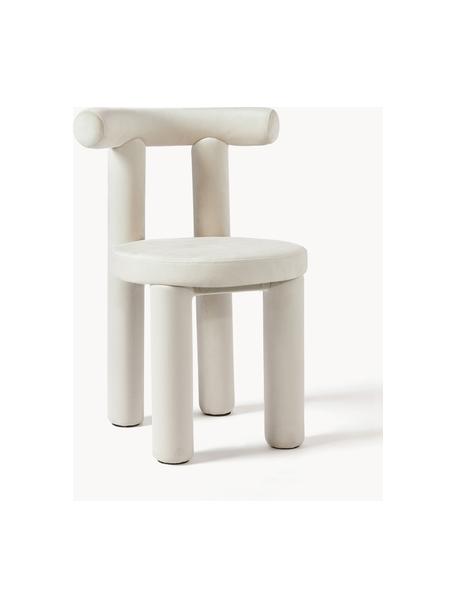 Polsterstuhl Calan aus Samt, Bezug: 100 % Polyester, Gestell: Metall, beschichtet mit S, Samt Cremeweiss, B 55 x T 52 cm