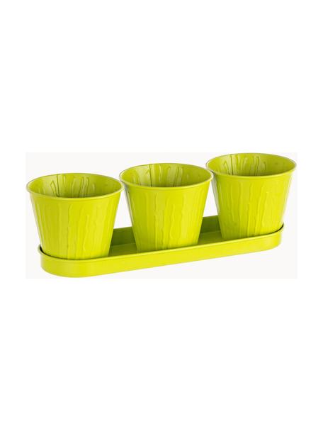 Kleines Übertopf-Set Bark, 4-tlg., Metall, beschichtet, Limettengrün, Set mit verschiedenen Größen