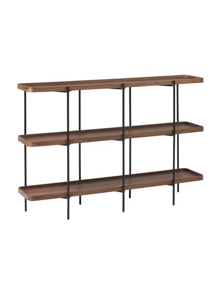 Libreria in legno con struttura in metallo Renee, Mensole: pannello di fibra a media, Struttura: metallo verniciato a polv, Legno di noce, Larg. 150 x Alt. 100 cm
