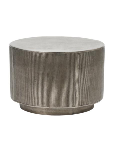 Runder Couchtisch Rota mit geriffelter Front, Aluminium, beschichtet, Mitteldichte Holzfaserplatte (MDF), Silberfarben, Ø 50 cm
