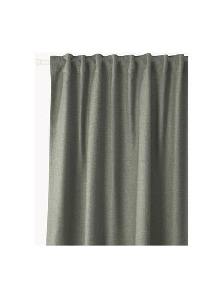 Blickdichter Vorhang Jensen mit Multiband, 2 Stück, 95 % Polyester, 5 % Nylon, Olivgrün, B 130 x L 260 cm