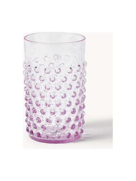 Mundgeblasene Wassergläser Hobnail, 6 Stück, Glas, mundgeblasen, Lila, transparent, Ø 7 x H 11 cm, 200 ml