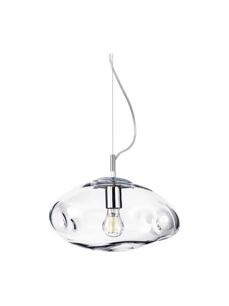 Hanglamp Amora van transparant glas, Lampenkap: glas, Frame: geborsteld metaal, Transparant, chroomkleurig, Ø 35 x H 20 cm