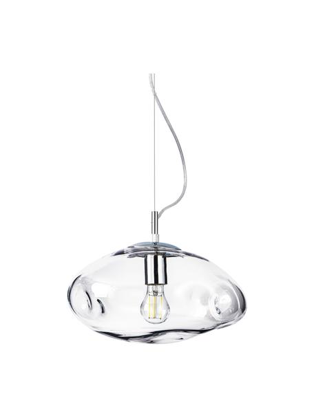 Lampada a sospensione Amora, Paralume: vetro, Baldacchino: metallo spazzolato, Trasparente, cromato, Ø 35 x Alt. 20 cm