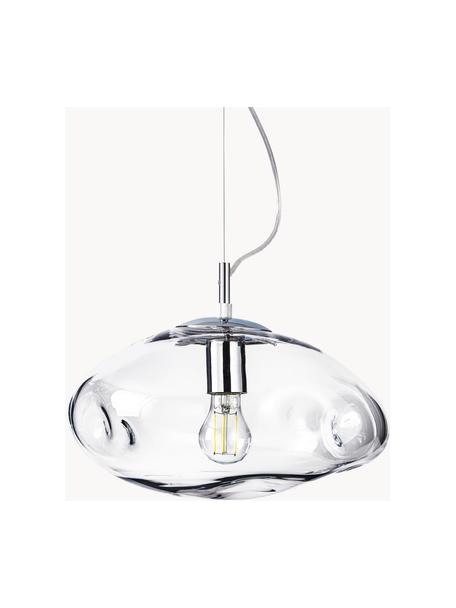 Hanglamp Amora, Lampenkap: glas, Frame: geborsteld metaal, Transparant, chroomkleurig, Ø 35 x H 20 cm