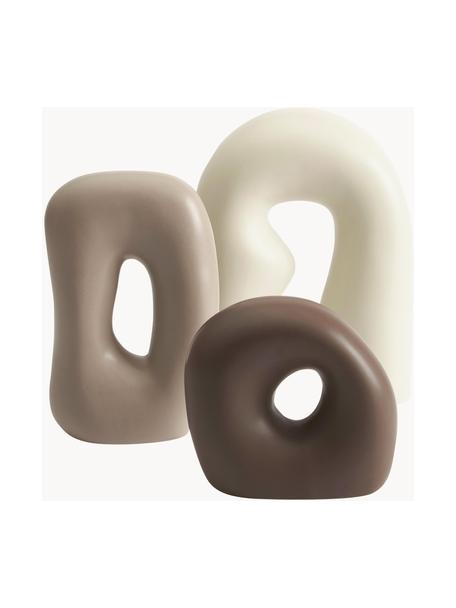 Decoratieve objecten Alenda van keramiek, set van 3, Keramiek, Beige, bruintinten, Set met verschillende formaten