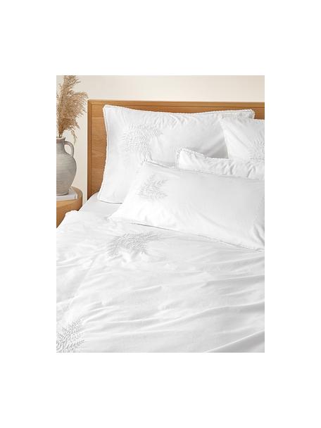 Baumwollperkal-Bettdeckenbezug Juliette mit Stickereien und Zierbordüre, Webart: Perkal Perkal ist ein fei, Weiss, B 135 x L 200 cm