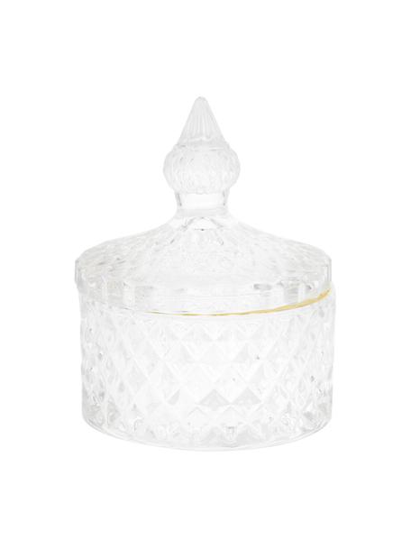 Contenitore con coperchio Freser, Bordo: metallo rivestito, Trasparente con bordo dorato, Ø 9 x Alt. 10 cm