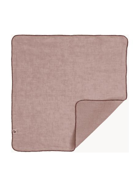 Lněné látkové ubrousky s lemem Gracie, 2 ks, 100 % len, Růžová, Š 45 cm, D 45 cm