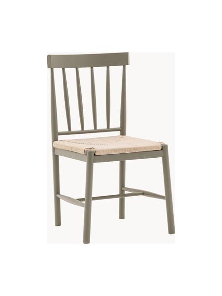 Sillas artesanales de madera y mimbre Eton, 2% ., Estructura: madera de haya pintada, Asiento: mimbre de junco, Gris pardo, beige claro, An 46 x F 45 cm